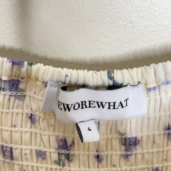 WEWOREWHAT Sammy Asymmetrical Dress Floral Ivory Purple {JJ17} - Picture 7 of 8